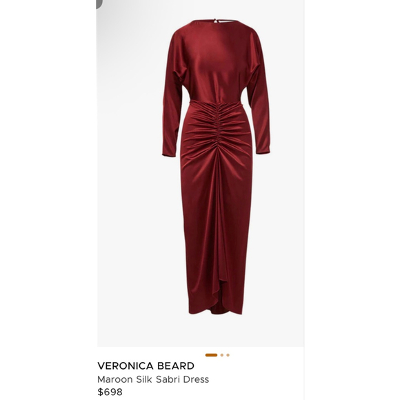 NWT Veronica Beard Maroon Silk Sabri Midi Dress 6 - Picture 3 of 4